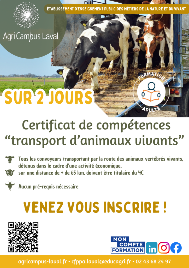 formation CCCC (Certificat de Compétences pour le Transport d’Animaux Vivants)